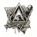 Triangle with a reflection that has banksy girl with balloon inside tattoo design idea