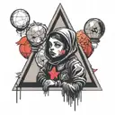 Triangle with a reflection that has banksy girl with balloon inside tattoo design idea