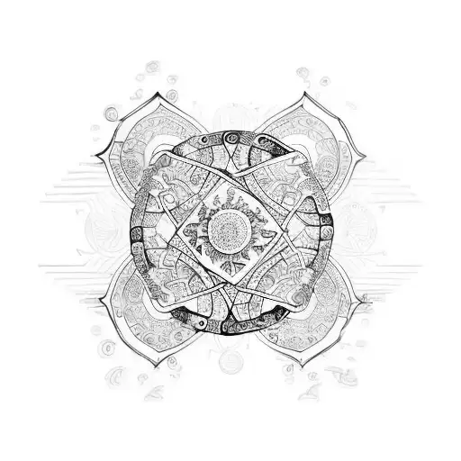 An Aquarius glyph symbol intertwined with psychedelic mushrooms tattoo design idea