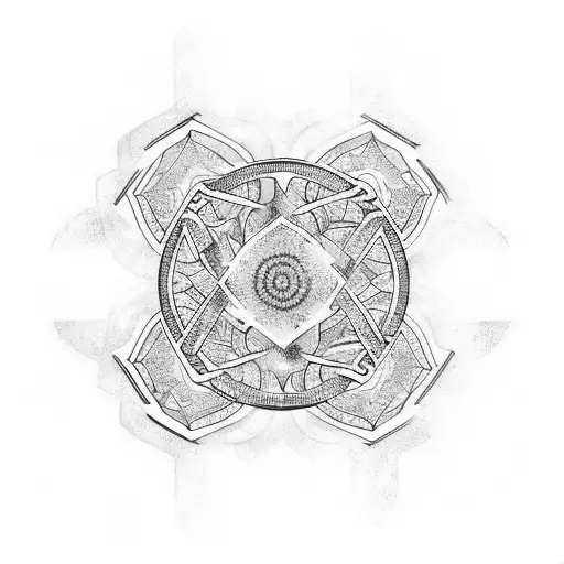 An Aquarius glyph symbol intertwined with psychedelic mushrooms tattoo design idea