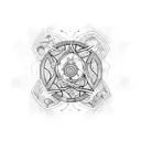 An Aquarius glyph symbol intertwined with psychedelic mushrooms tattoo design idea