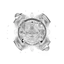 An Aquarius glyph symbol intertwined with psychedelic mushrooms tattoo design idea