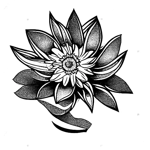 Vase with aster flower, daffodil flower, and chrysanthemum flower tattoo design idea