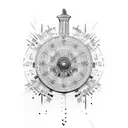 roman numeral 7 splatter art tattoo design idea