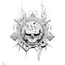 roman numeral 7 splatter art tattoo design idea