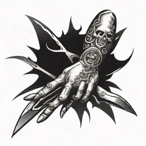 Demonic hand with scissors tattoo design idea