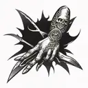Demonic hand with scissors tattoo design idea