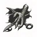 Demonic hand with scissors tattoo design idea