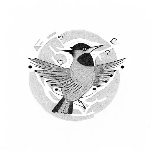 starling bird in 2D small and simple one line tattoo design idea