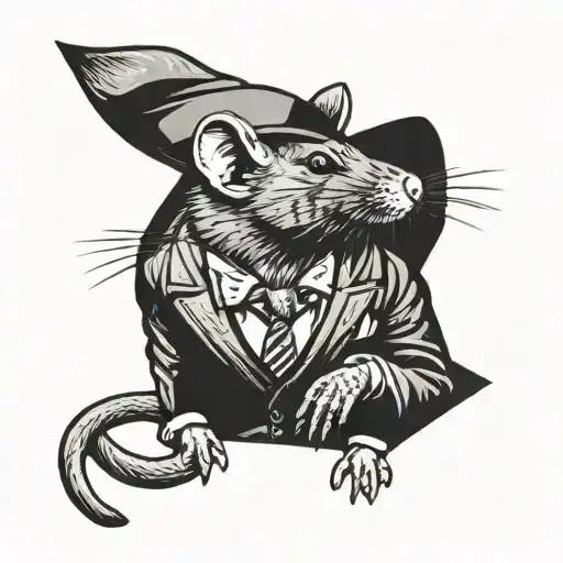 rat in suit tattoo design idea