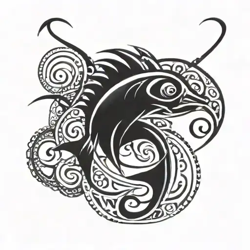 ocean fishing hooks tattoo design idea