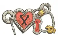 heart shaped lock with text "Kevin's toy" tattoo design idea