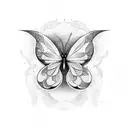 una flor con 2 mariposa una arriba y la otra abajo de la flor y mas grande tattoo design idea