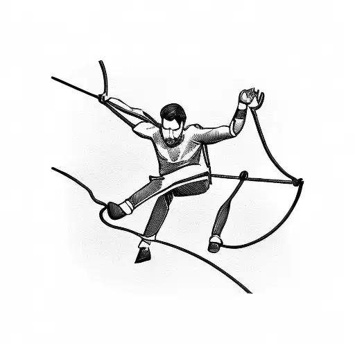 man on slackline sport tattoo design idea