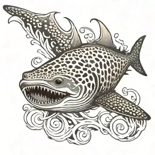 Whale shark swimming tattoo design idea