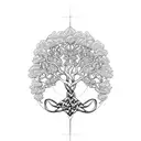 Igdrasil tree intertwined with Celtic knotwork tattoo design idea
