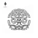Igdrasil tree intertwined with Celtic knotwork tattoo design idea