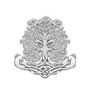 Igdrasil tree intertwined with Celtic knotwork tattoo design idea