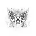 water color, Polynesian, no purple, no flowers, American flag tattoo design idea