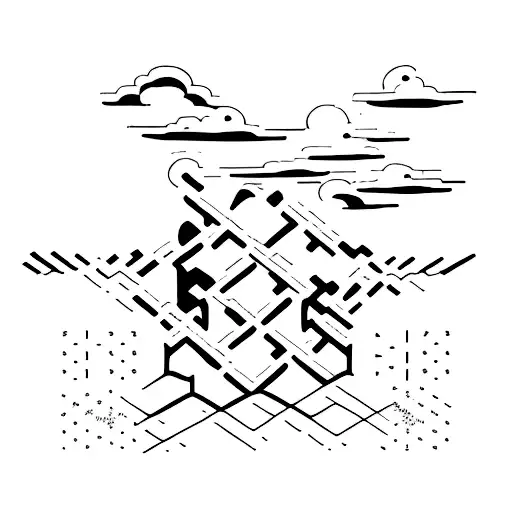 A minimalist tattoo of a beach landscape with a hidden message written in binary code tattoo design idea