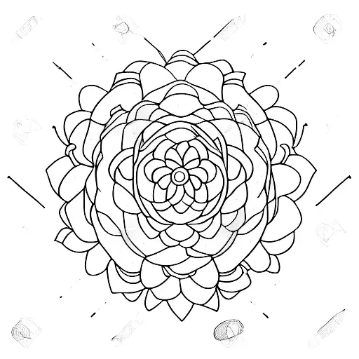 A minimalist tattoo of a computer chip embedded in a vibrant flower tattoo design idea