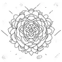 A minimalist tattoo of a computer chip embedded in a vibrant flower tattoo design idea