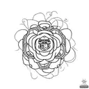 A minimalist tattoo of a computer chip embedded in a vibrant flower tattoo design idea