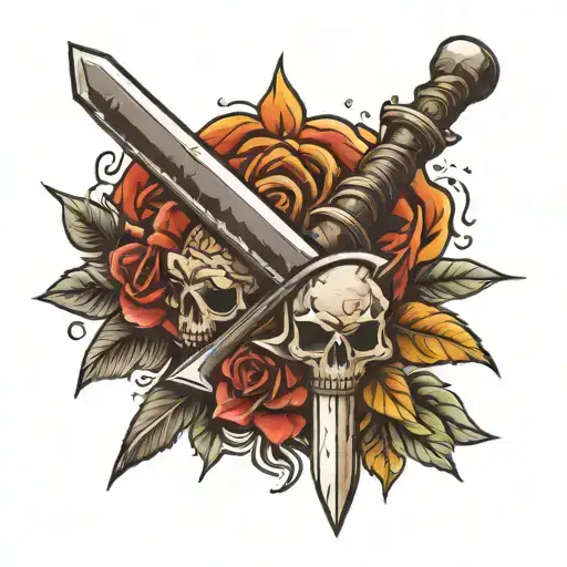 axe and mace tattoo design idea