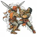 hacha y machete fighting a very tattoo design idea