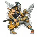 hacha y machete fighting a very tattoo design idea