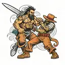 hacha y machete fighting a very tattoo design idea