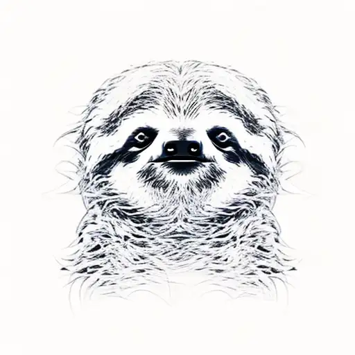 two sloth faces overlapping to make a three eyed sloth  tattoo design idea