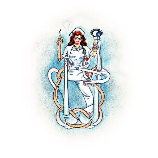 Celestial twins representing the Gemini zodiac sign intertwined with a stethoscope to symbolize your occupation as a nurse tattoo design idea