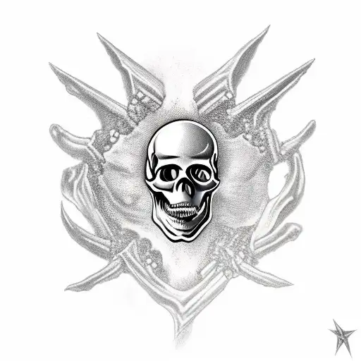 Skull with fangs  tattoo design idea