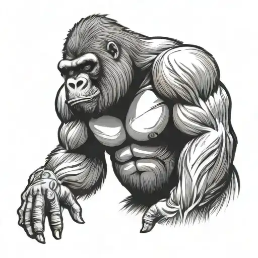 Muscular gorilla body tattoo design idea