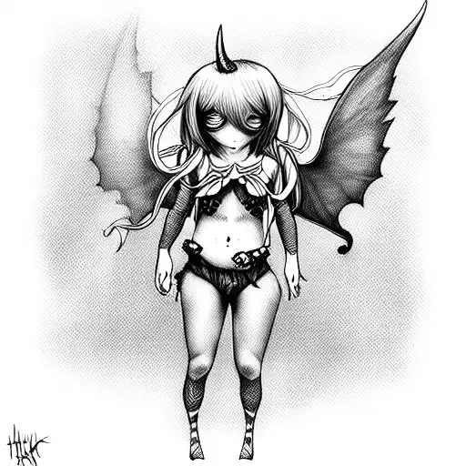 guilty little devil girl  tattoo design idea