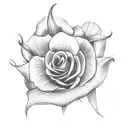 A sketch of a tattoo for the inner arm that includes a sunflower, a violet, a lily of the valley, a rose, a gladiolus, a tattoo design idea