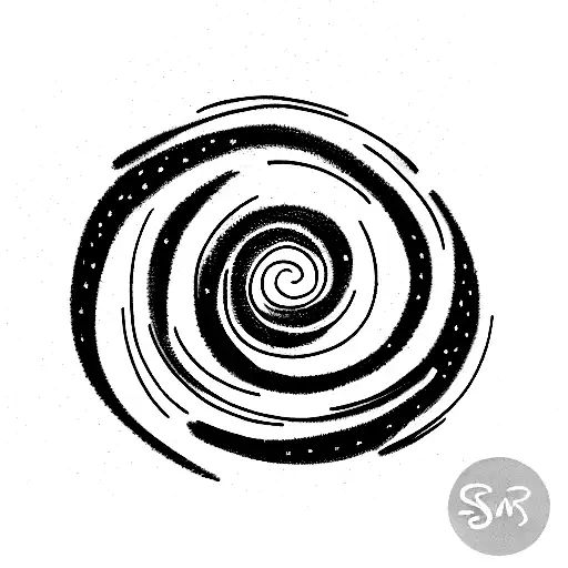 A 8cm by 6cm retangle containing a fineline outline of the bottom part of van Gogh's starry night and swirly background  tattoo design idea