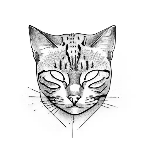 bent sleeping cat tattoo design idea