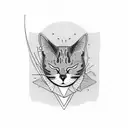bent sleeping cat tattoo design idea