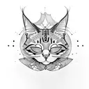 bent sleeping cat tattoo design idea