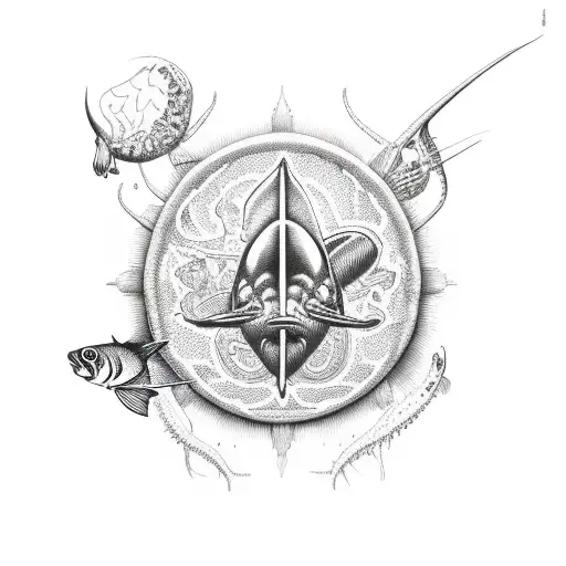 Grateful dead logo, fish, brain tattoo design idea