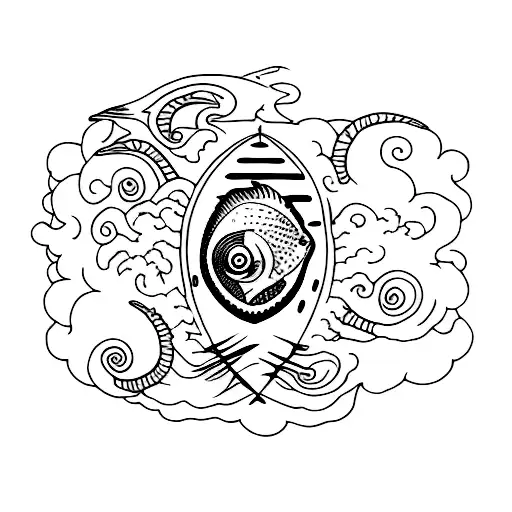 Grateful dead, fish, brain tattoo design idea