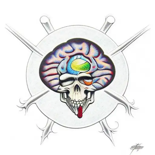 Grateful dead logo, fish, brain tattoo design idea