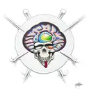 Grateful dead logo, fish, brain tattoo design idea