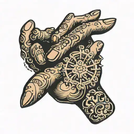 a hand logo which in fingers is an animal  tattoo design idea