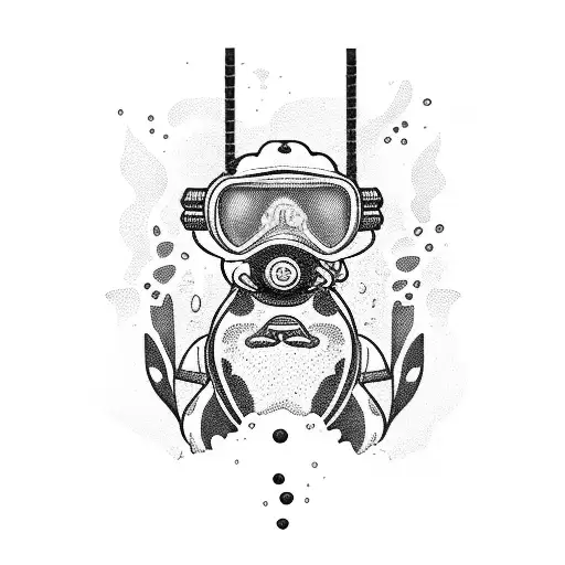 scuba diver dog tattoo design idea