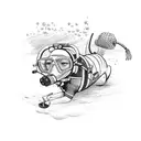 scuba diver dog tattoo design idea