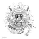 scuba diver dog tattoo design idea