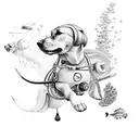 scuba diver dog tattoo design idea